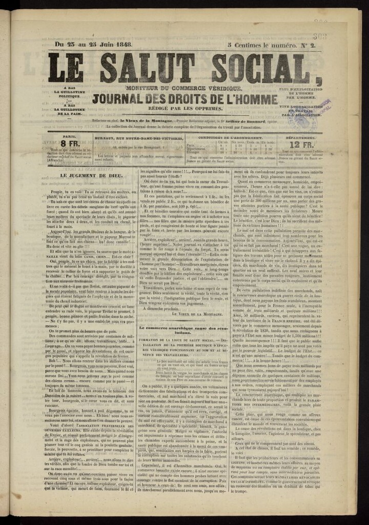 Miniatura de Le Salut Social: moniteur du commerce véridique del 23 de junio de 1848, nº 2