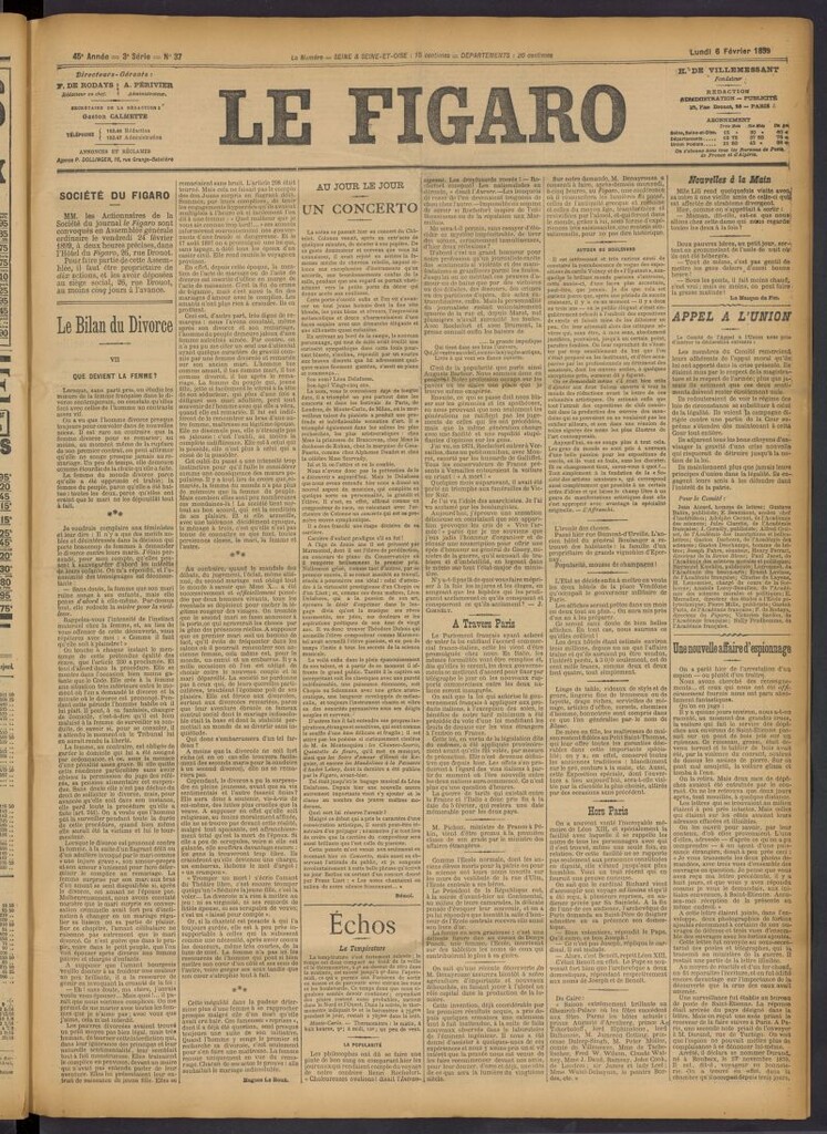 Miniatura de Le Figaro del 6 de febrero de 1899, nº 37