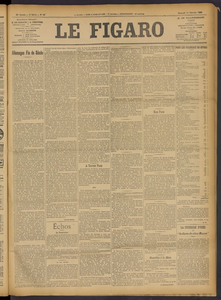 Miniatura de Le Figaro del 11 de febrero de 1899, nº 42