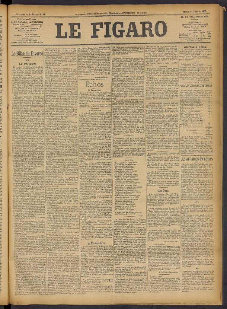 Miniatura de Le Figaro del 14 de febrero de 1899, nº 45