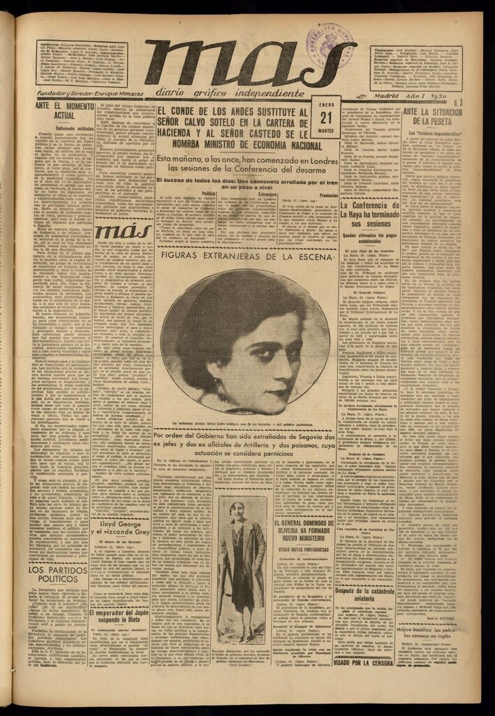 Miniatura de Más: diario gráfico independiente del 21 de enero de 1930