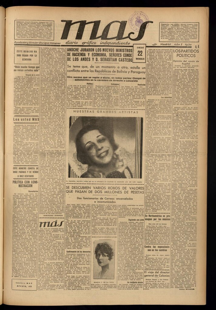 Miniatura de Más: diario gráfico independiente del 22 de enero de 1930