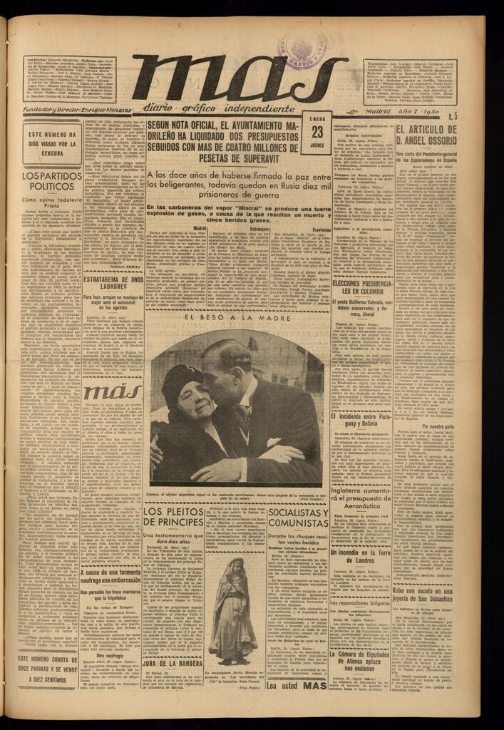 Miniatura de Más: diario gráfico independiente del 23 de enero de 1930