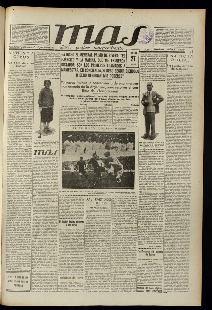 Miniatura de Más: diario gráfico independiente del 27 de enero de 1930