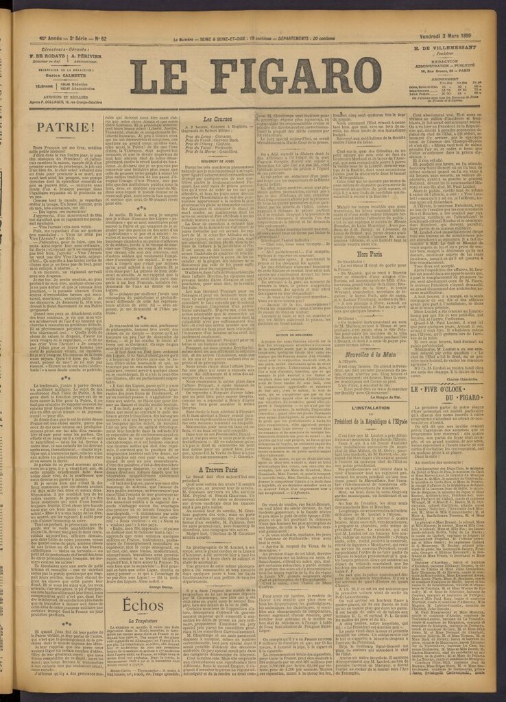 Miniatura de Le Figaro del 3 de marzo de 1899, nº 62