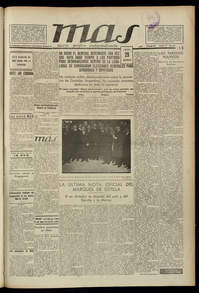 Miniatura de Más: diario gráfico independiente del 29 de enero de 1930