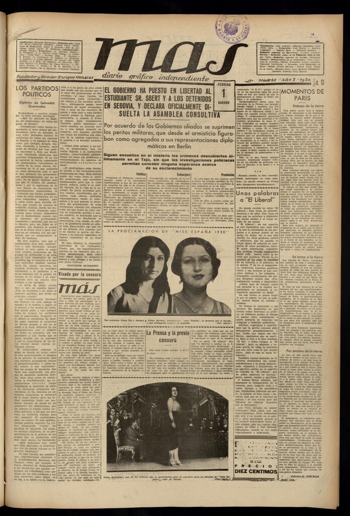 Miniatura de Más: diario gráfico independiente del 1 de febrero de 1930