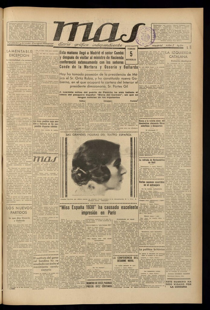 Miniatura de Más: diario gráfico independiente del 5 de febrero de 1930