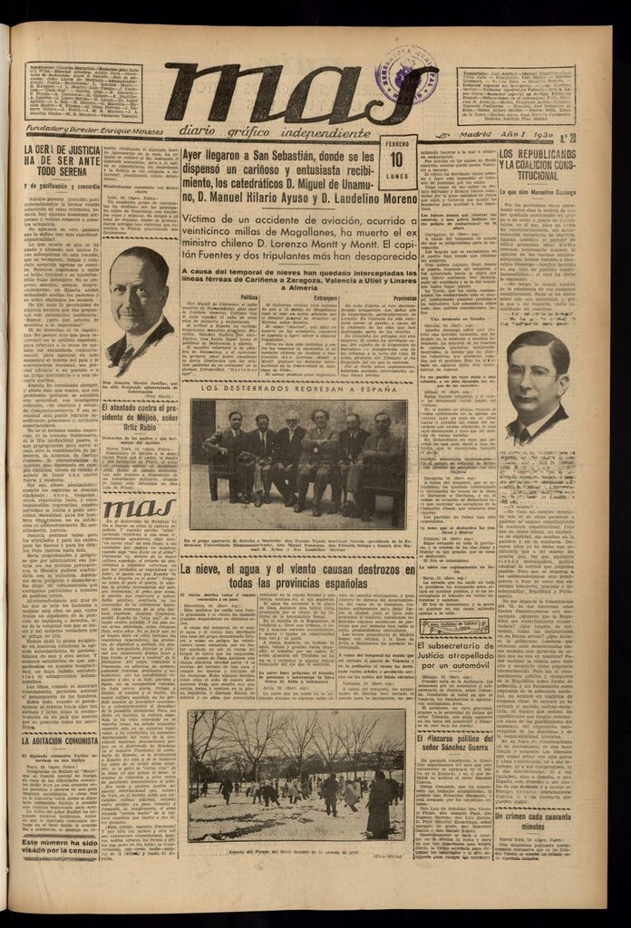 Miniatura de Más: diario gráfico independiente del 10 de febrero de 1930