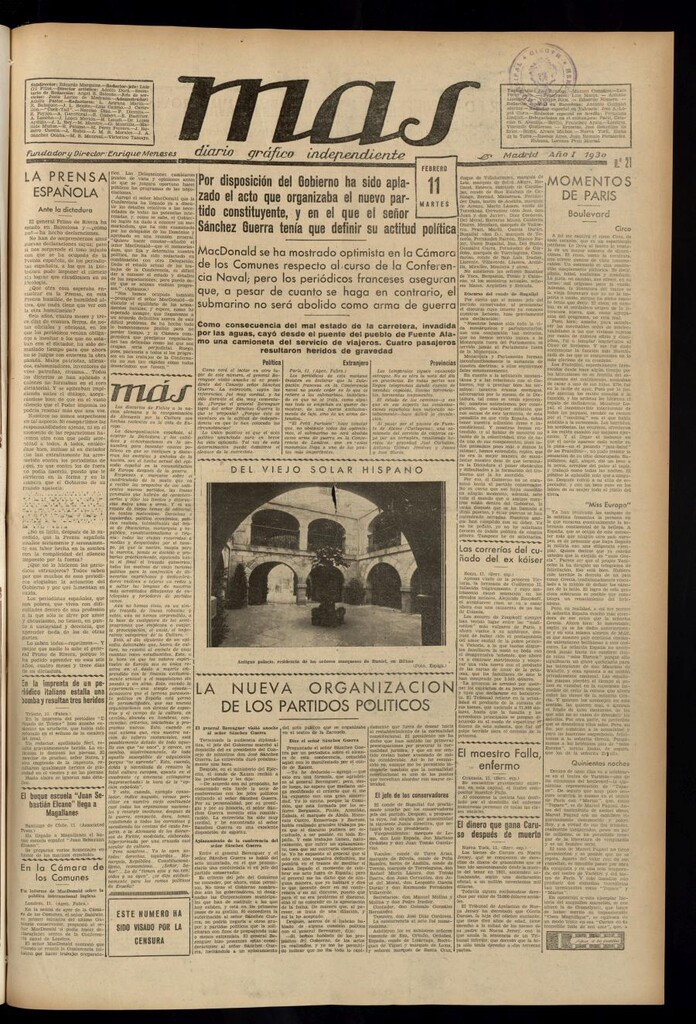 Miniatura de Más: diario gráfico independiente del 11 de febrero de 1930