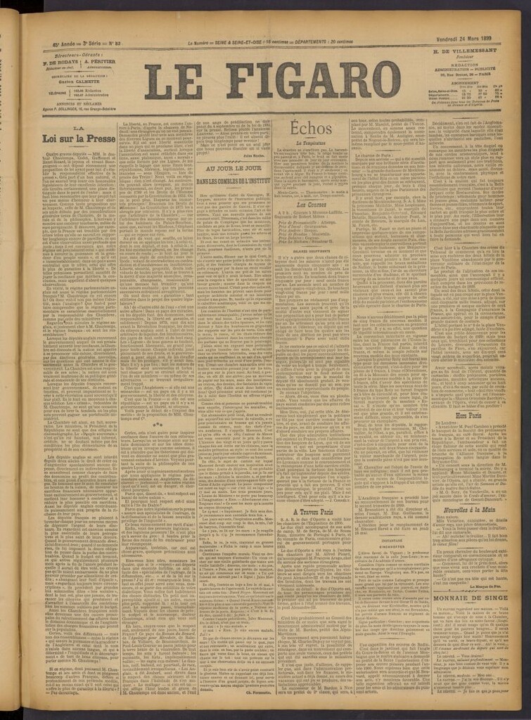 Miniatura de Le Figaro del 24 de marzo de 1899, nº 83