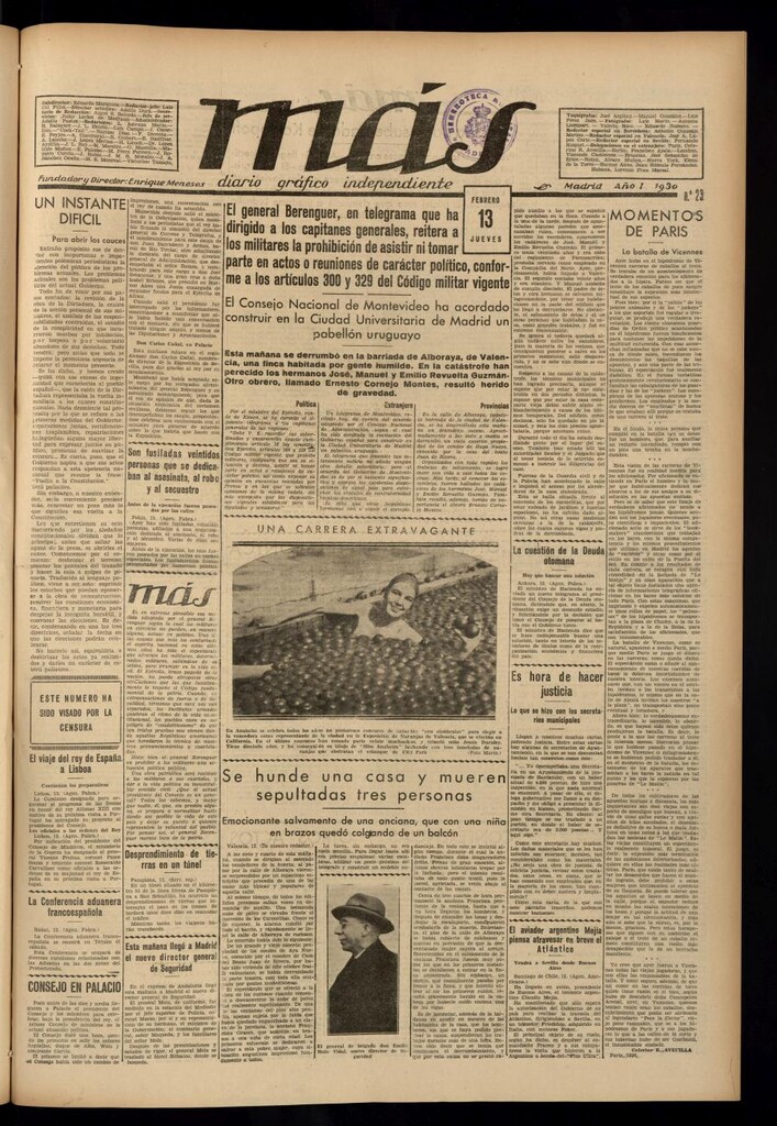 Miniatura de Más: diario gráfico independiente del 13 de febrero de 1930