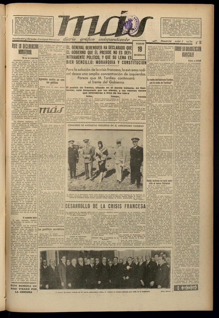 Miniatura de Más: diario gráfico independiente del 19 de febrero de 1930