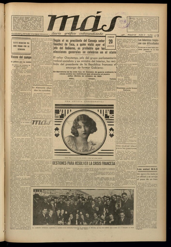 Miniatura de Más: diario gráfico independiente del 20 de febrero de 1930
