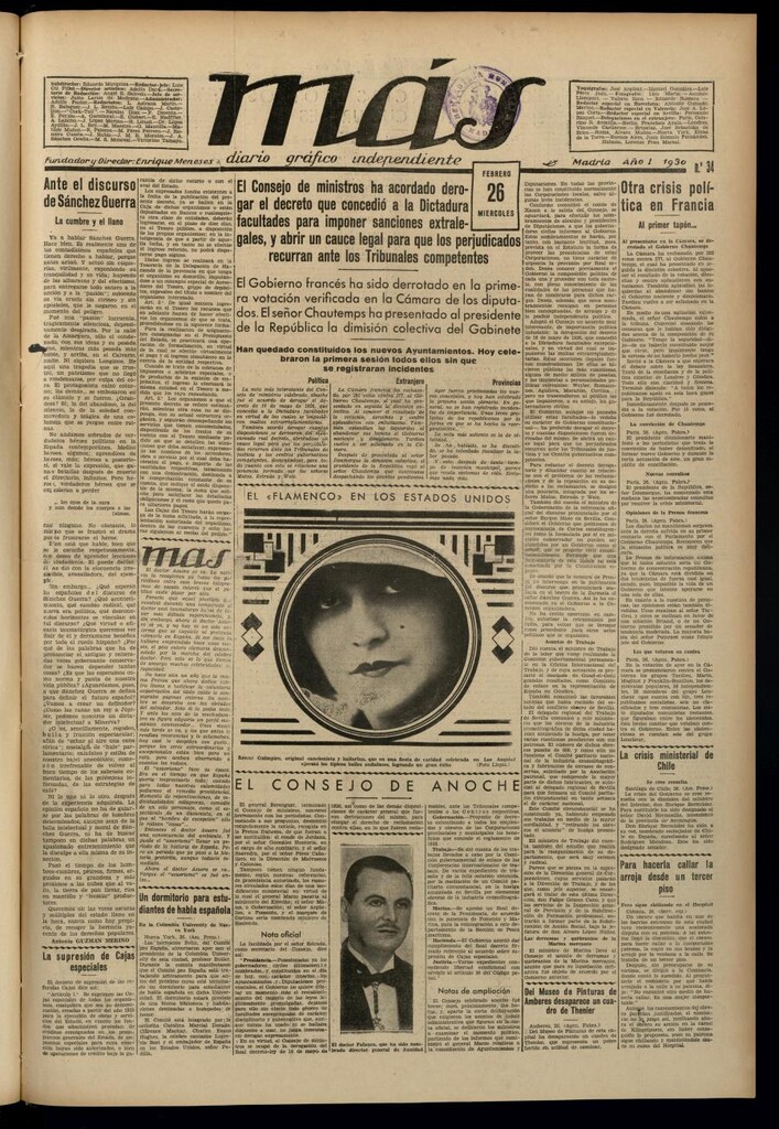 Miniatura de Más: diario gráfico independiente del 26 de febrero de 1930