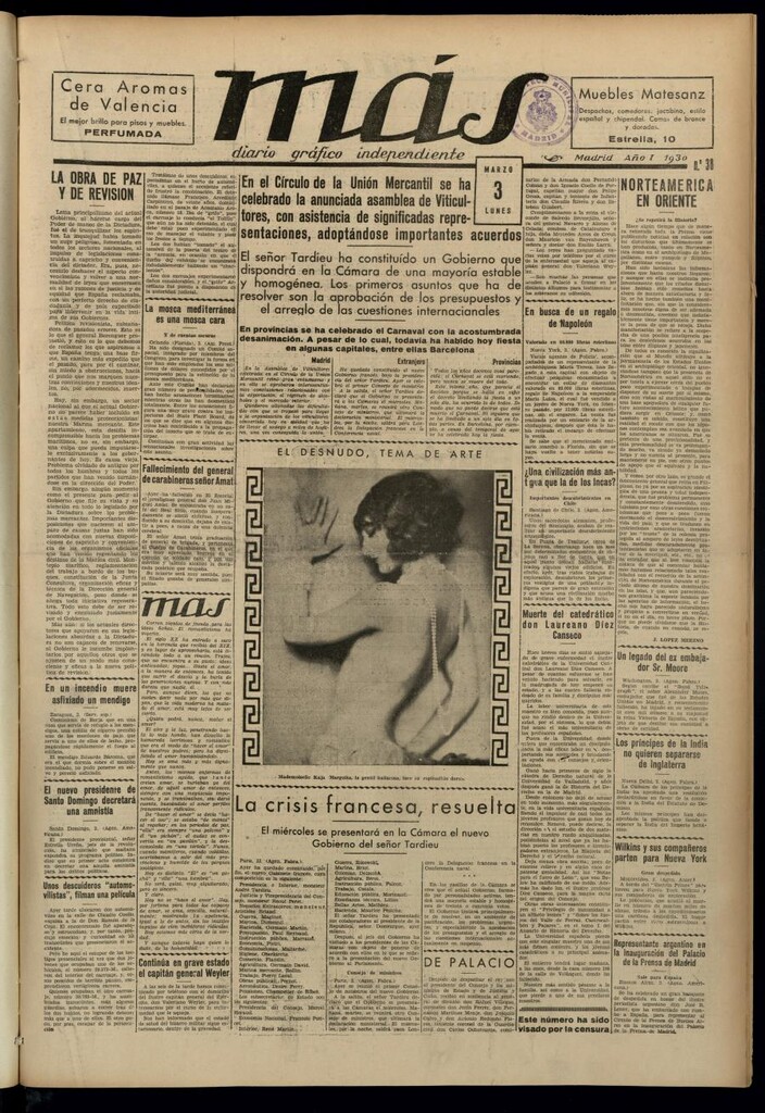 Miniatura de Más: diario gráfico independiente del 3 de marzo de 1930