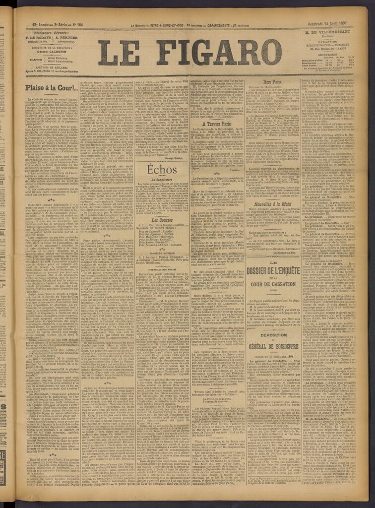 Miniatura de Le Figaro del 14 de abril de 1899, nº 104