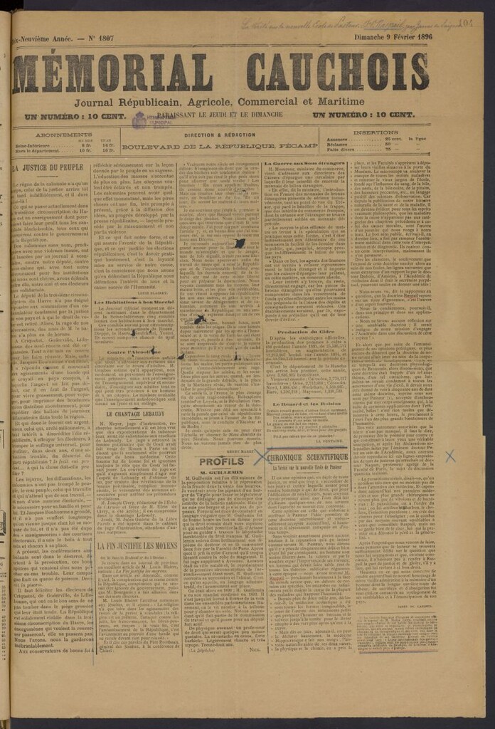Miniatura de Mémorial Cauchois del 9 de febrero de 1896