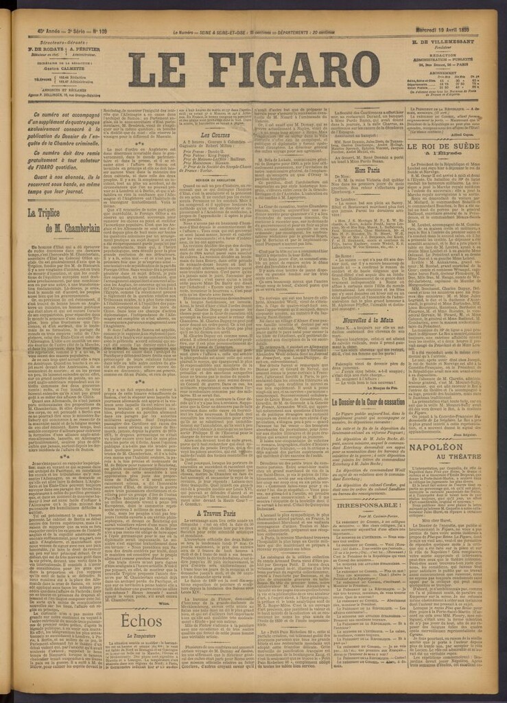 Miniatura de Le Figaro del 19 de abril de 1899, nº 109