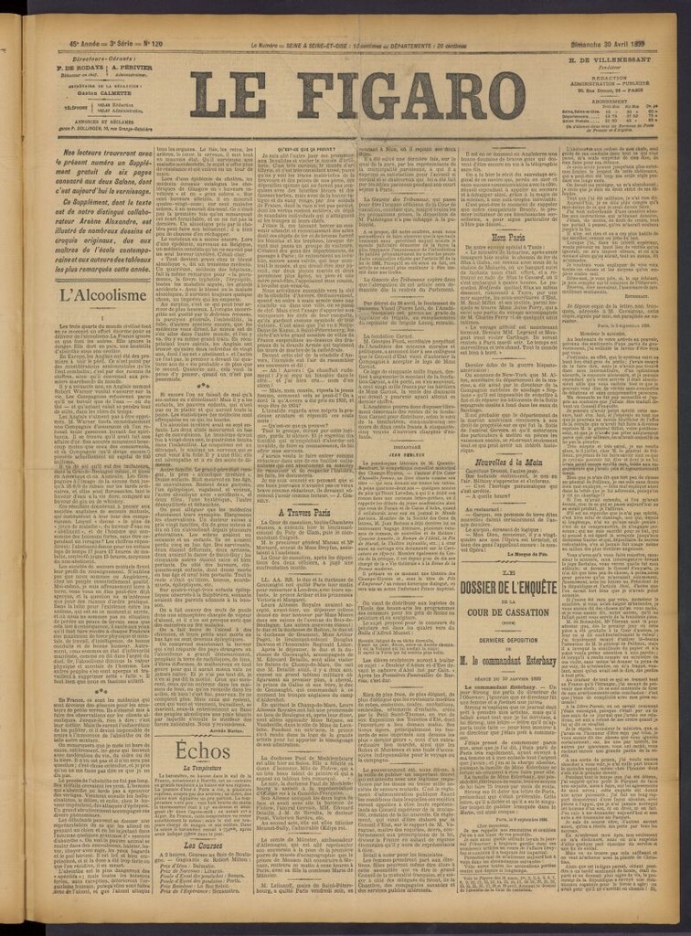 Miniatura de Le Figaro del 30 de abril de 1899, nº 120