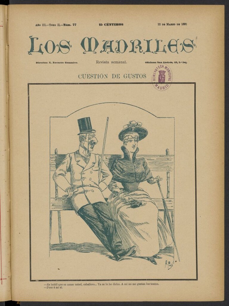 Miniatura de Los Madriles del 22 de marzo de 1890, nº 77