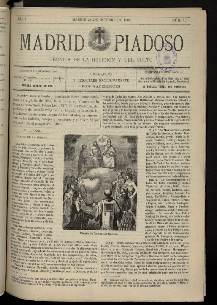 Miniatura de Madrid Piadoso: crónica de la religión y el culto del 29 de octubre de 1882