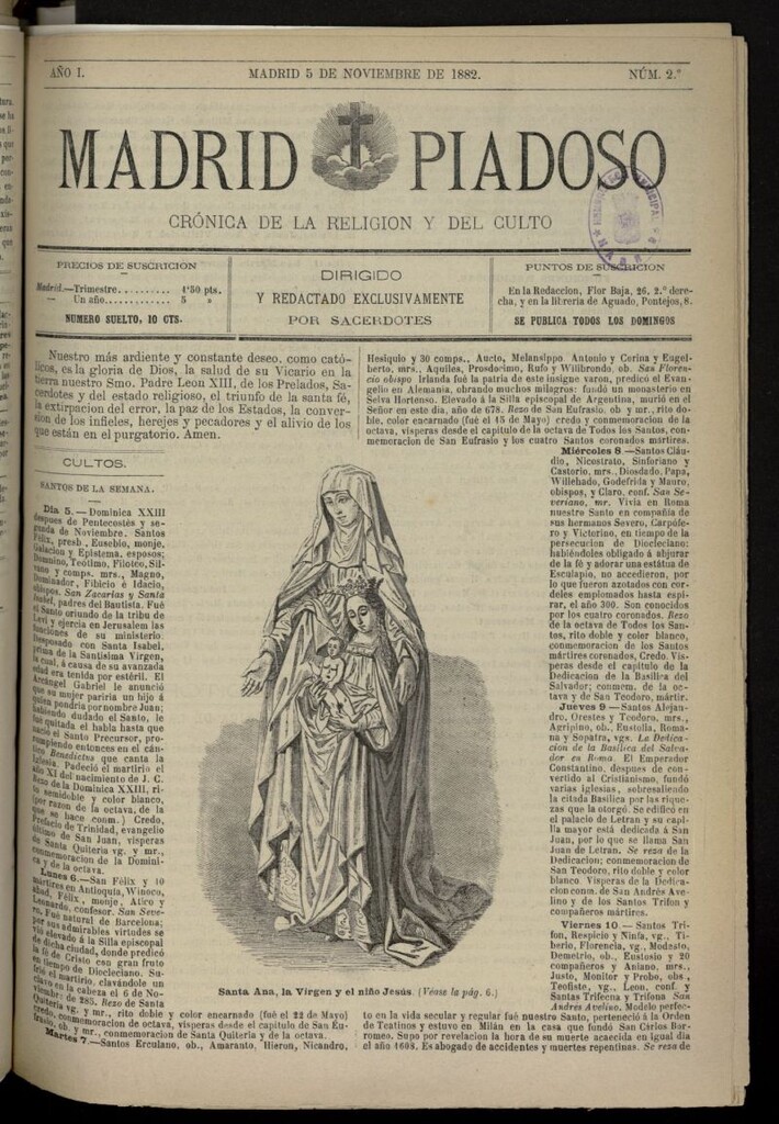Miniatura de Madrid Piadoso: crónica de la religión y el culto del 5 de noviembre de 1882