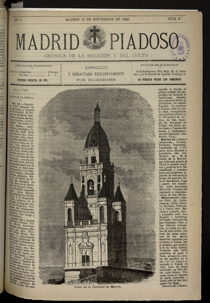 Miniatura de Madrid Piadoso: crónica de la religión y el culto del 12 de noviembre de 1882