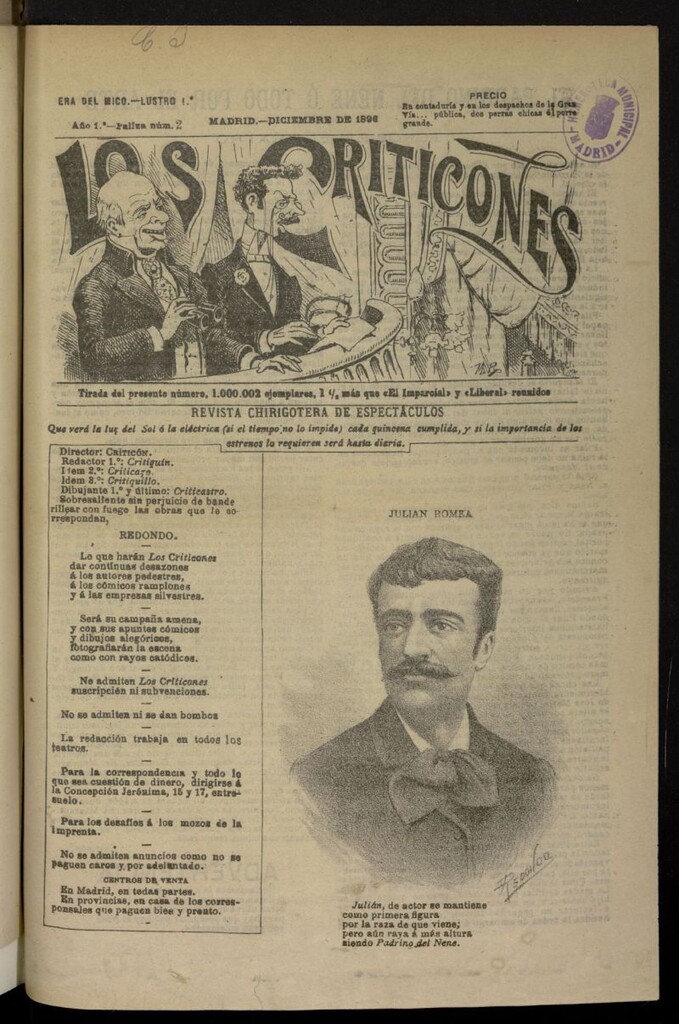 Miniatura de Los Criticones: revista chirigotera de espectáculos de diciembre de 1896