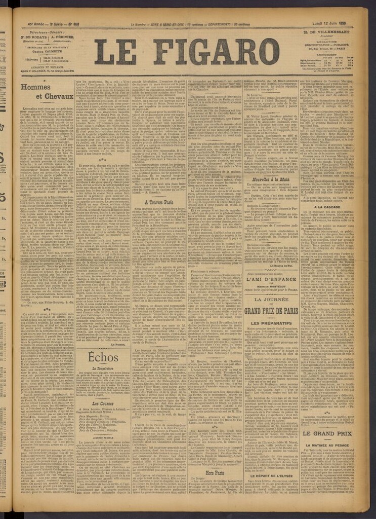 Miniatura de Le Figaro del 12 de junio de 1899, nº 163