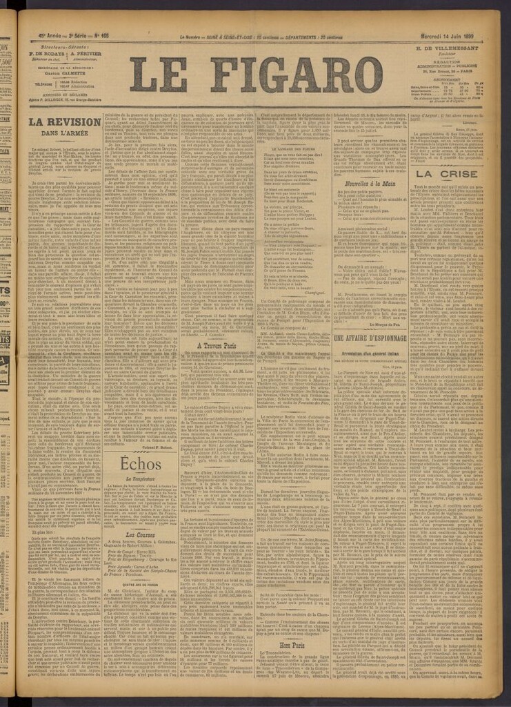 Miniatura de Le Figaro del 14 de junio de 1899, nº 165