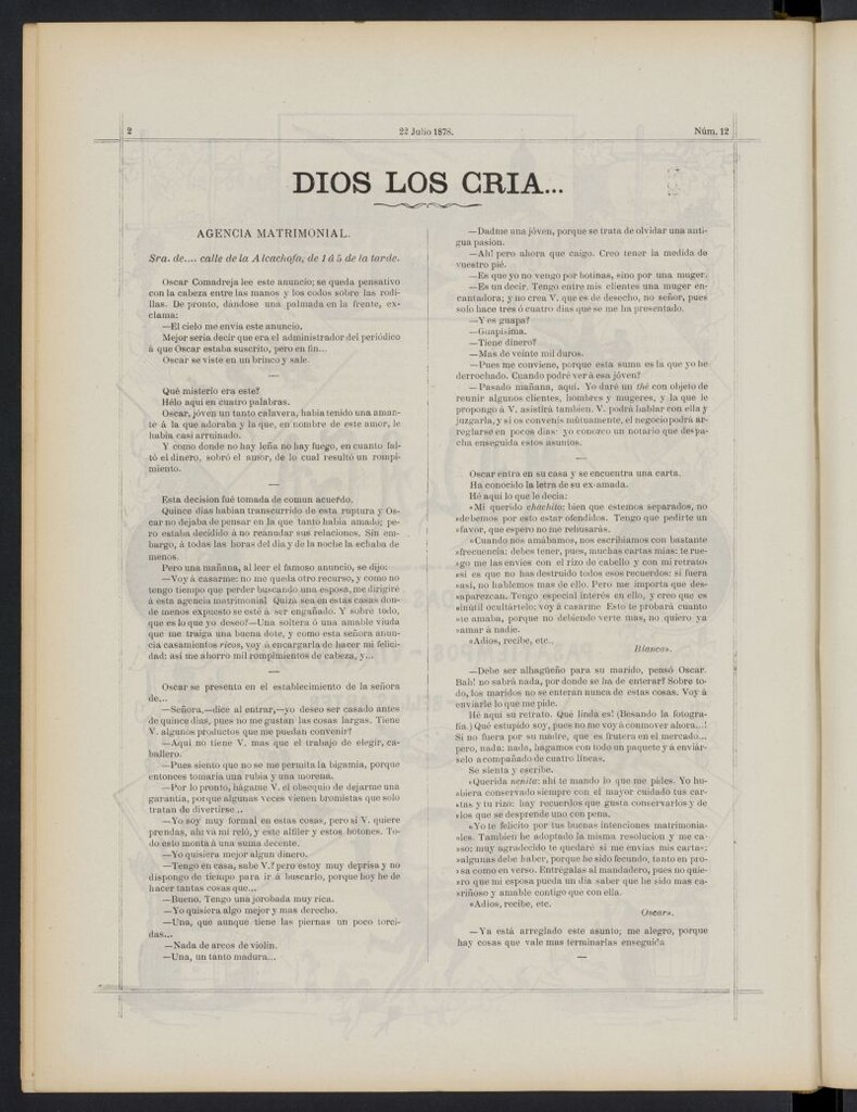 Miniatura de Málaga: sports, moda, fantasías del 22 de julio de 1878, nº 12