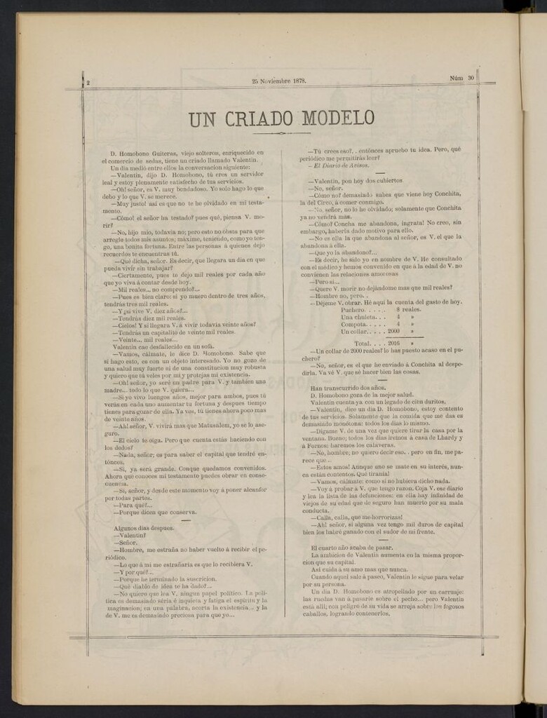 Miniatura de Málaga: sports, moda, fantasías del 25 de noviembre de 1878, nº 30