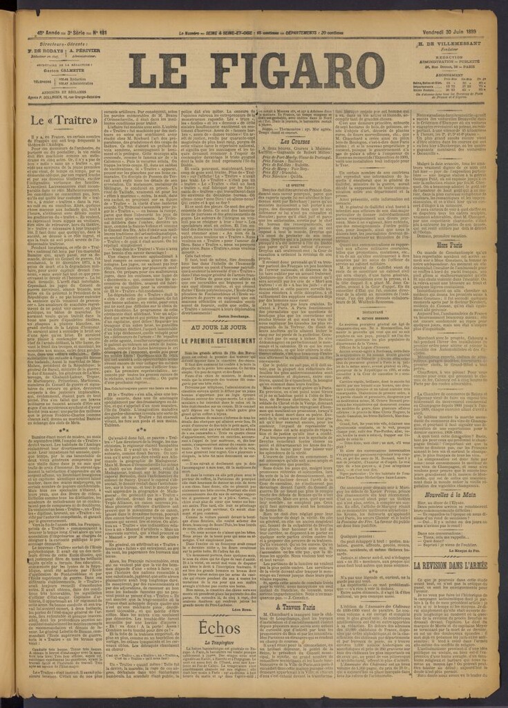 Miniatura de Le Figaro del 30 de junio de 1899, nº 181