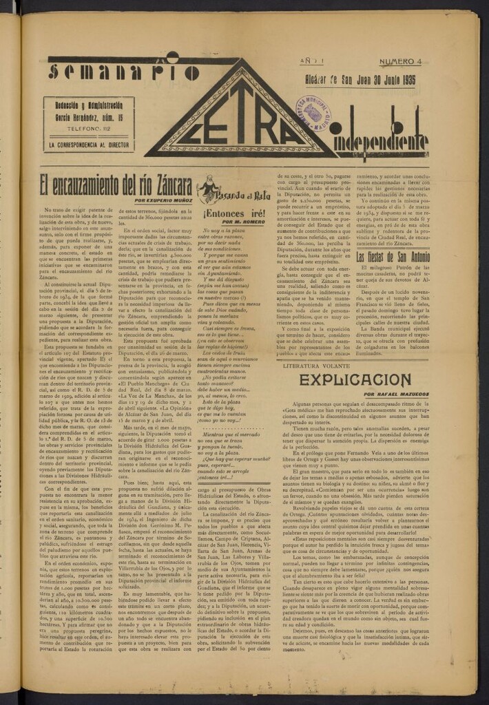 Miniatura de Letra: semanario independiente del 30 de junio de 1935