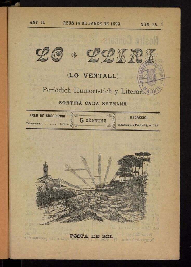 Miniatura de Lo Lliri del 14 de enero de 1899