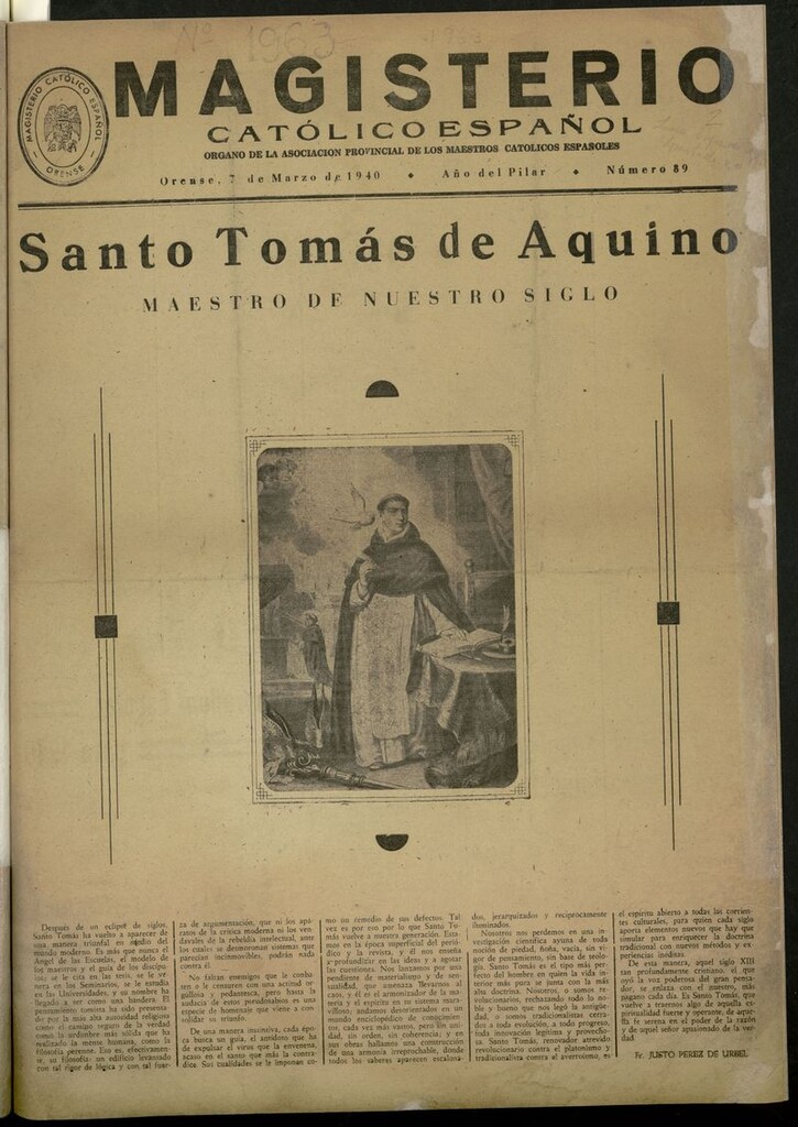 Miniatura de Magisterio Católico Español del 7 de marzo de 1940