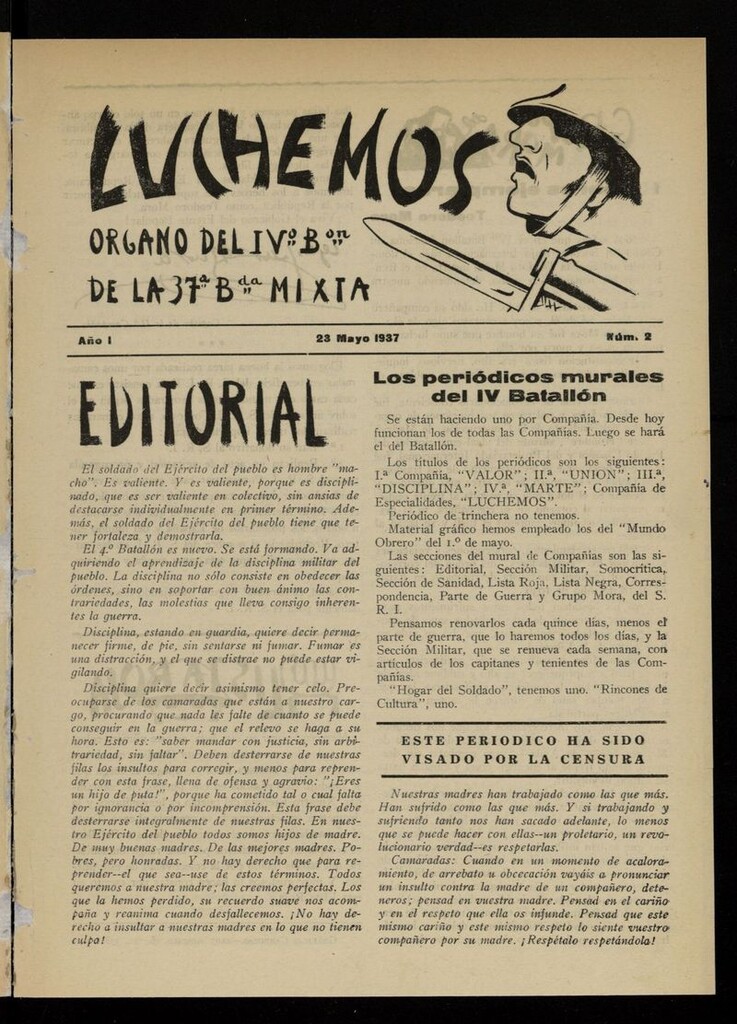Miniatura de Luchemos: órgano del IV Batallón de la 37ª Brigada Mixta del 23 de mayo de 1937