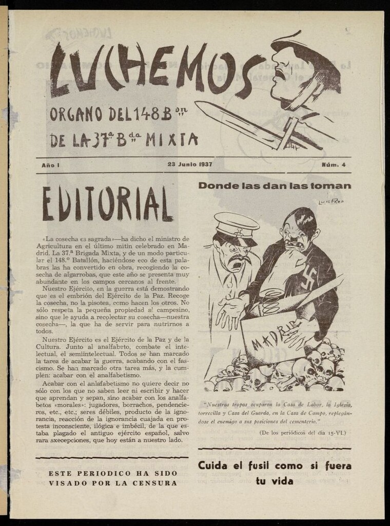 Miniatura de Luchemos: órgano del IV Batallón de la 37ª Brigada Mixta del 23 de junio de 1937