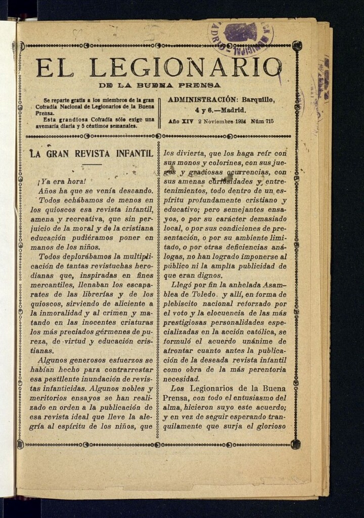 Miniatura de El legionario de la buena prensa del 2 de noviembre de 1924