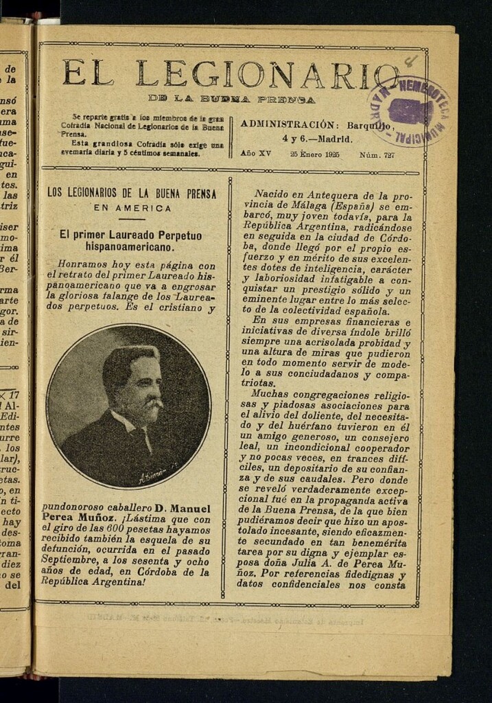 Miniatura de El legionario de la buena prensa del 25 de enero de 1925