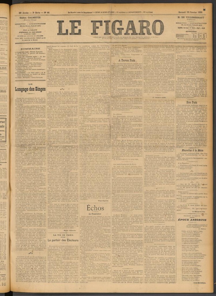 Miniatura de Le Figaro del 13 de febrero de 1909. Suplemento
