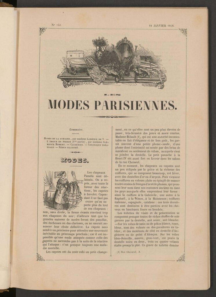 Miniatura de Les modes parisiennes del 18 de enero de 1846