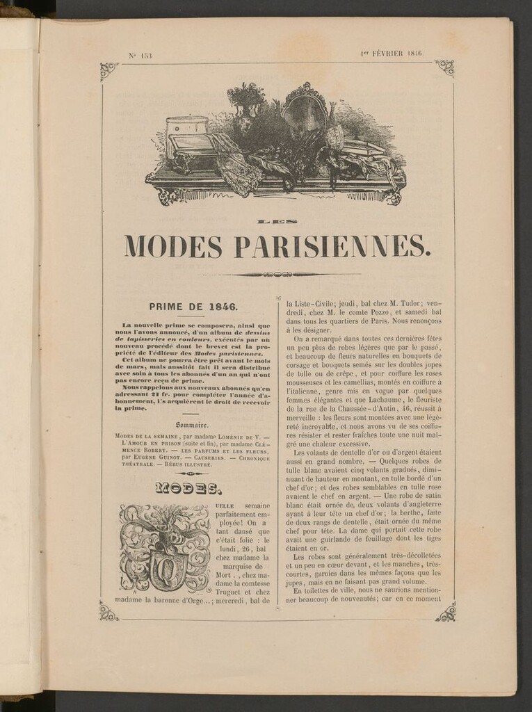 Miniatura de Les modes parisiennes del 1 de febrero de 1846