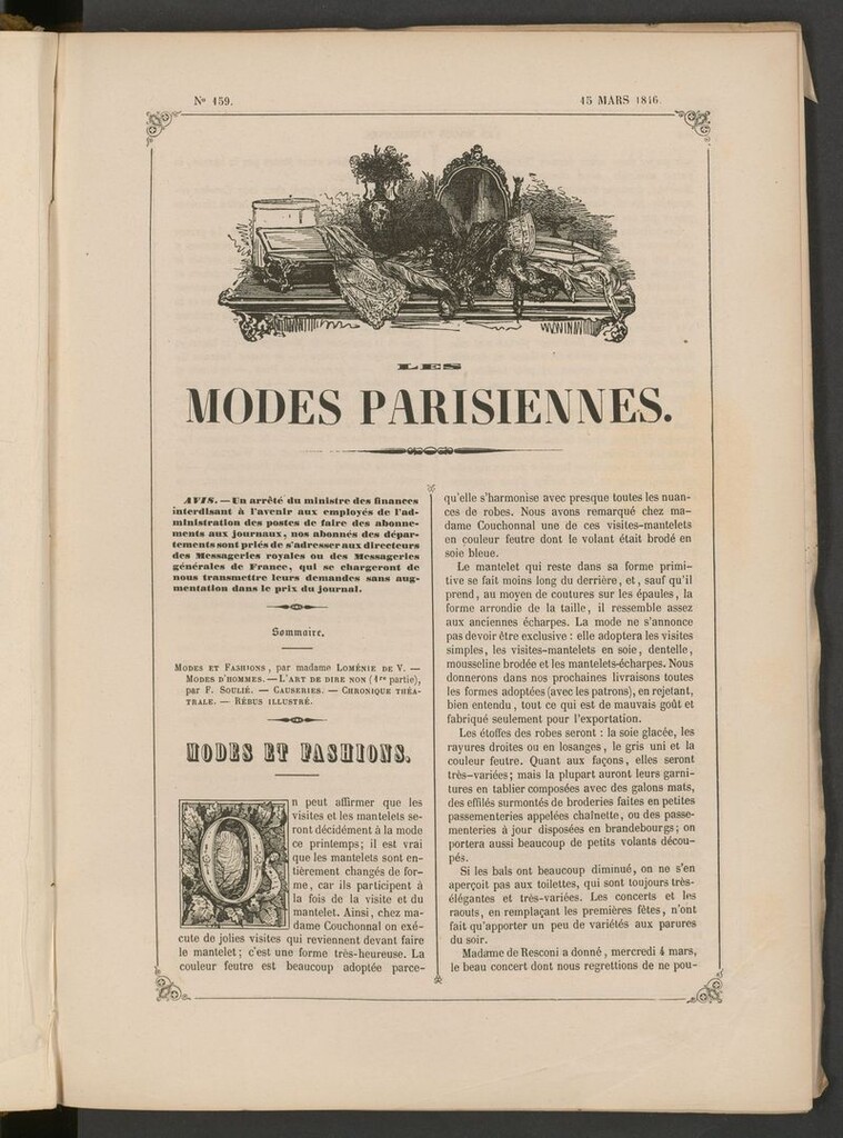 Miniatura de Les modes parisiennes del 15 de marzo de 1846
