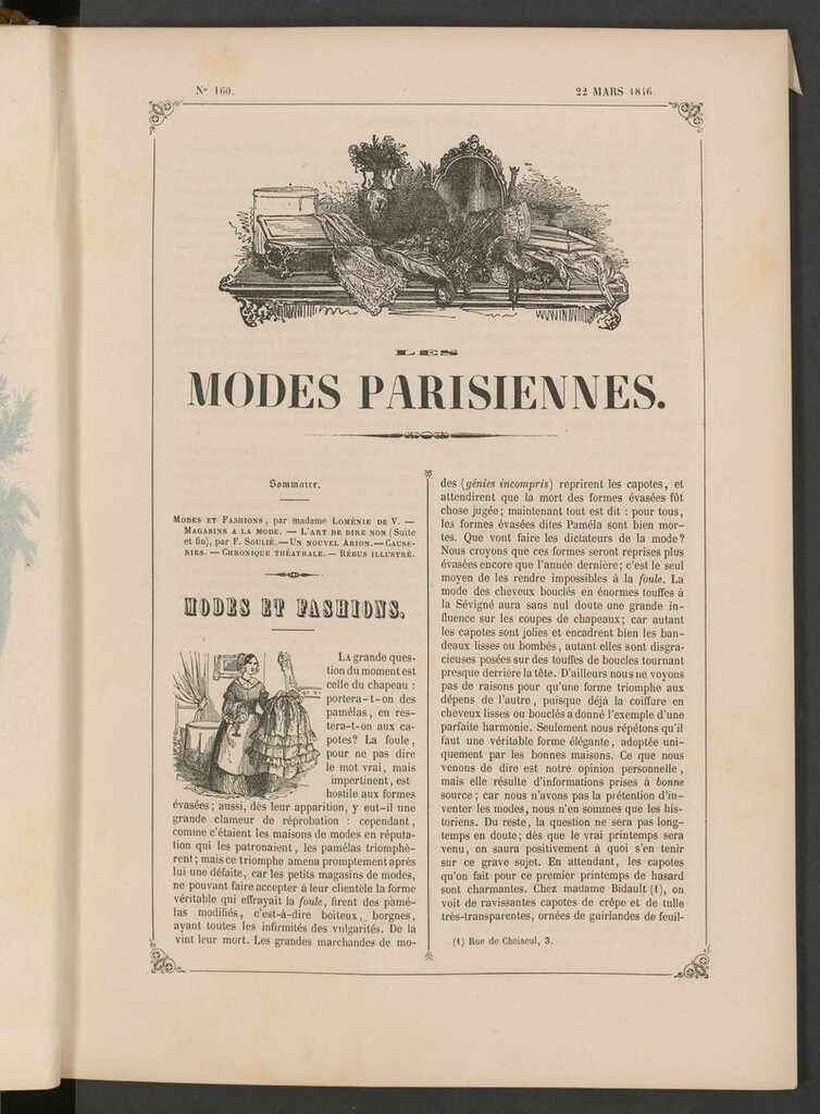 Miniatura de Les modes parisiennes del 22 de marzo de 1846