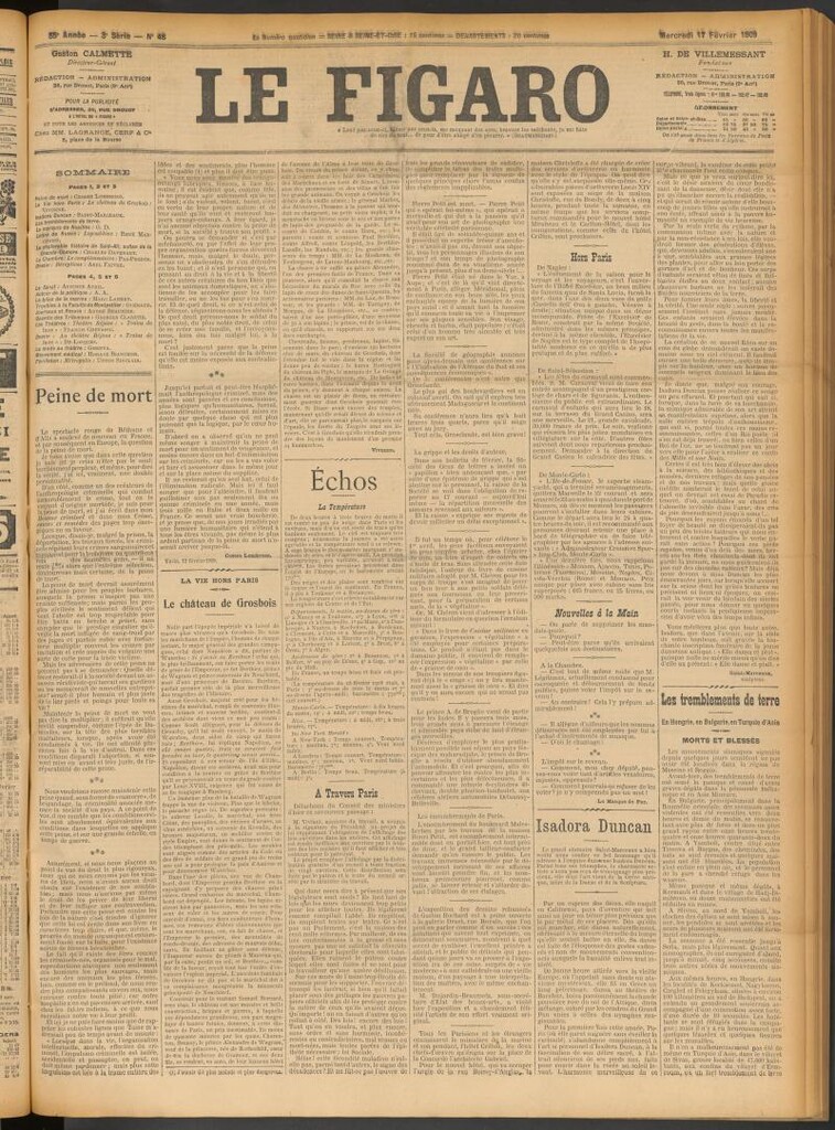 Miniatura de Le Figaro del 17 de febrero de 1909