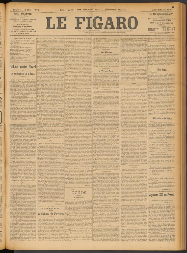 Miniatura de Le Figaro del 22 de febrero de 1909