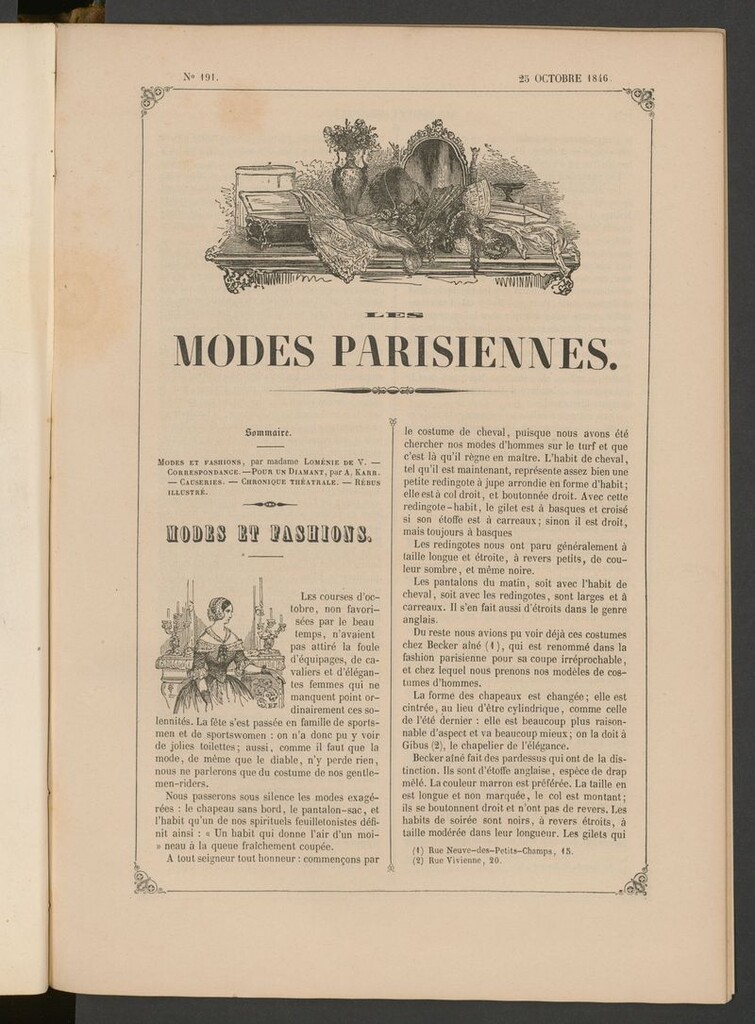 Miniatura de Les modes parisiennes del 25 de octubre de 1846