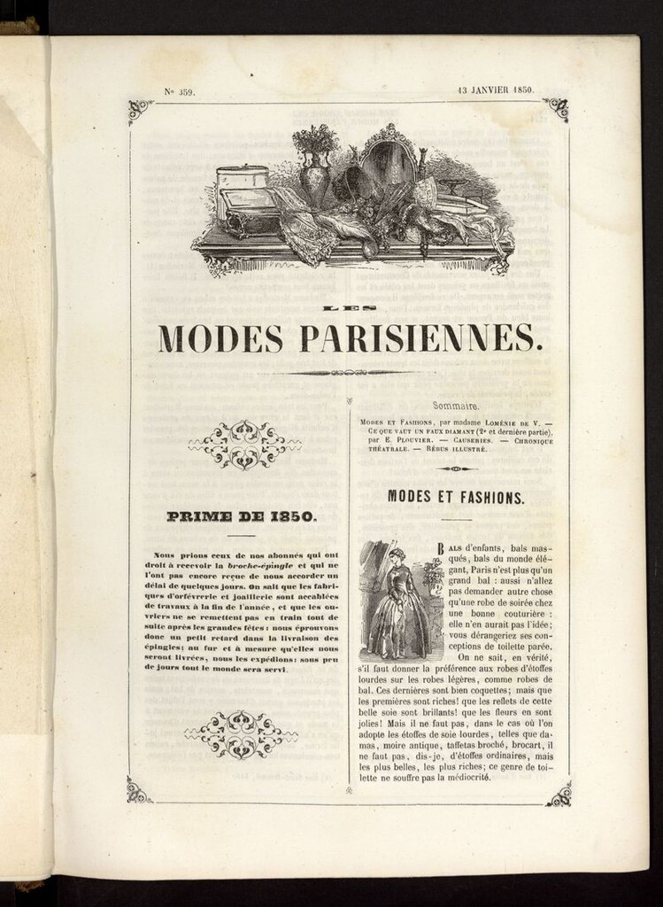 Miniatura de Les modes parisiennes del 13 de enero de 1850